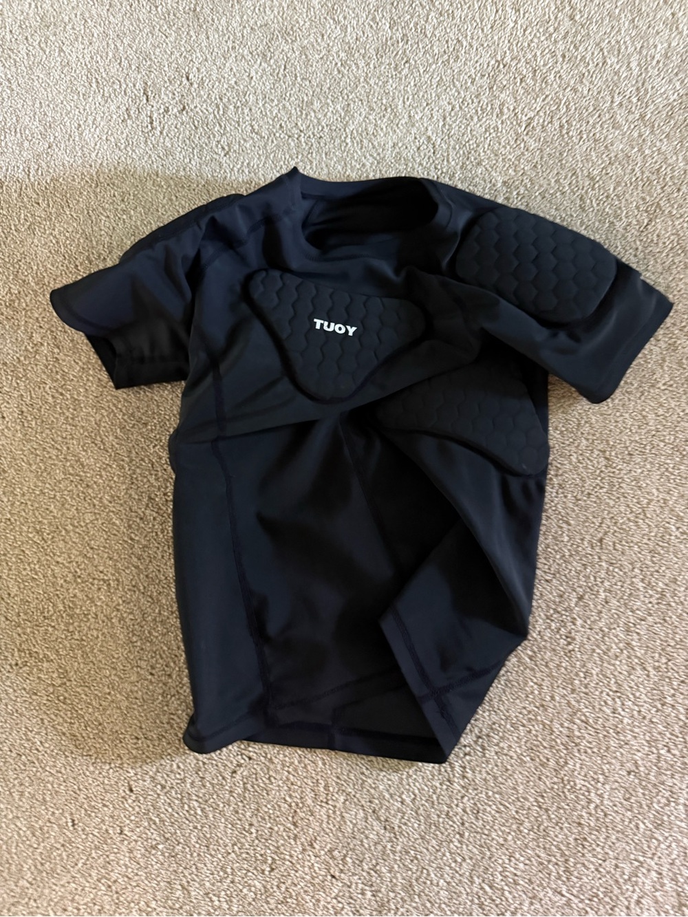 Kids' Black Padded Short Sleeve Protective Tee